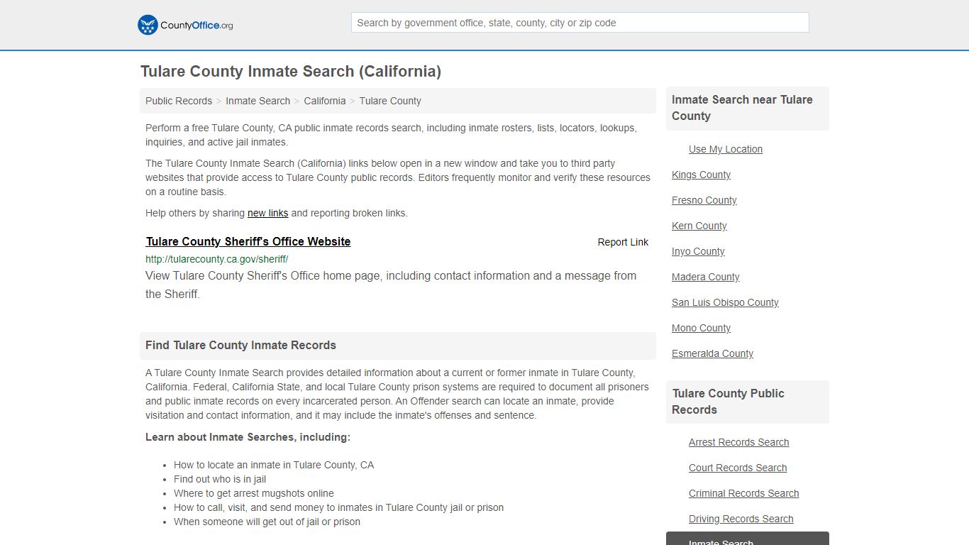 Inmate Search - Tulare County, CA (Inmate Rosters & Locators)